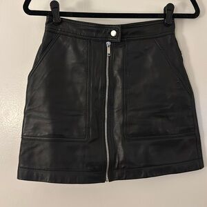 LTH JKT genuine leather black mini skirt SZ XS